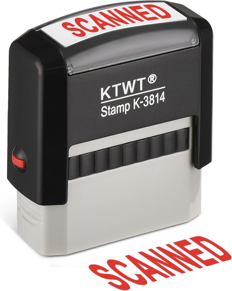 KTWT Scanned Stamp, Scanned Self Inking Stamp -Refillable Stampers for Office, Business, Accounting, Bookkeeping, Coding, Legal, Notary, Ordering, Inventory Stamps - Red Ink - Image 1